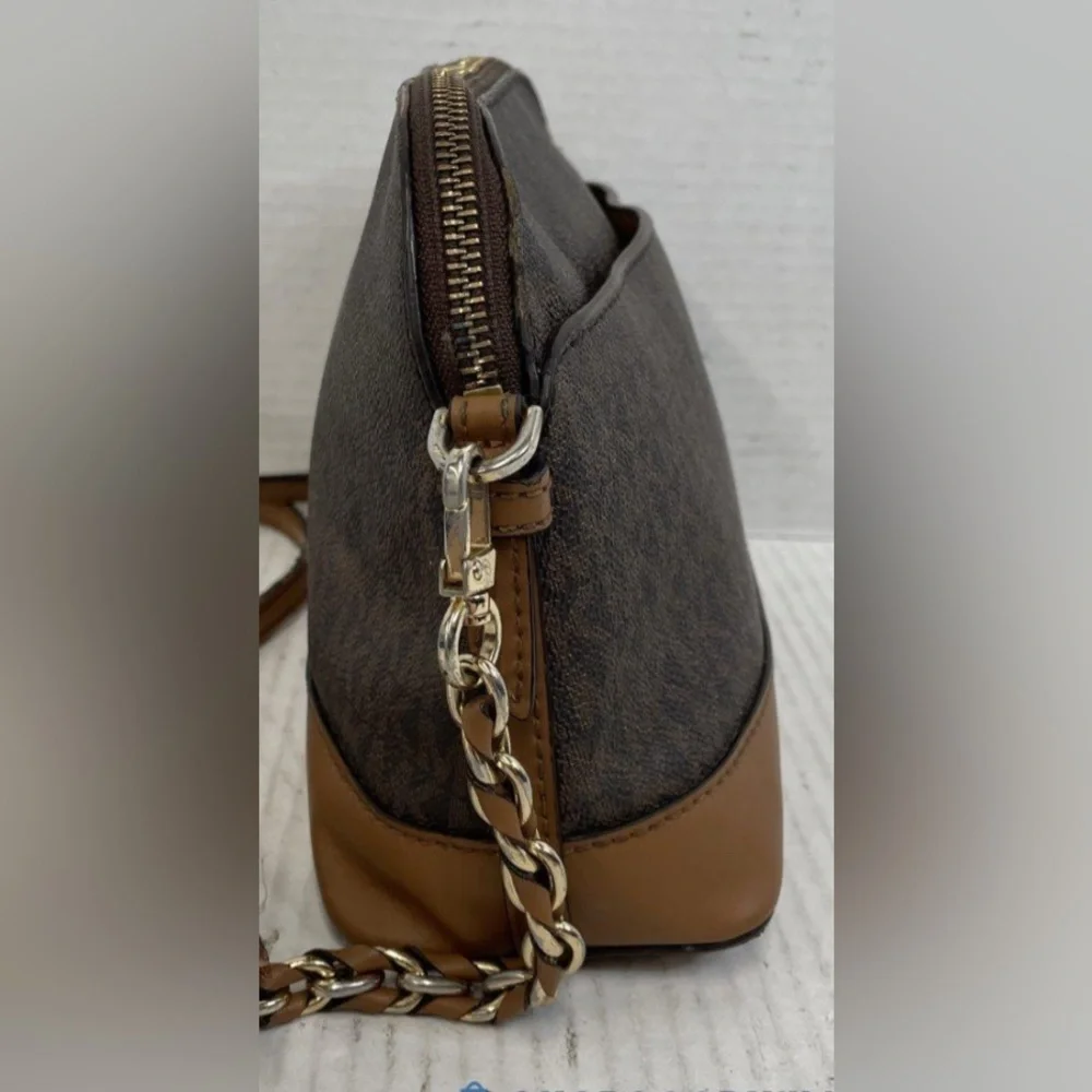 Michael Kors, Dark Brown and Tan Crossbody Bag, gold tone details - Picture 4 of 13